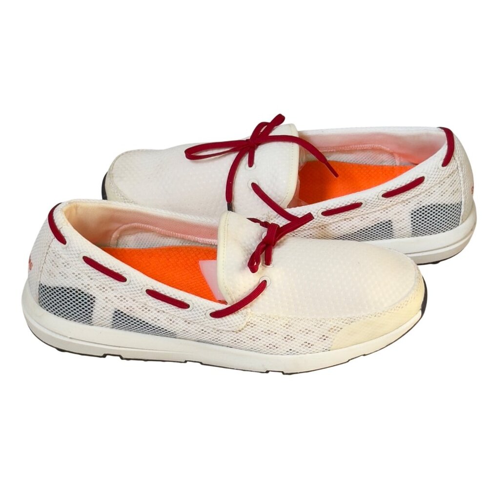 Swims White & Red Mesh Lace-Up Loafers - Picture 8 of 8